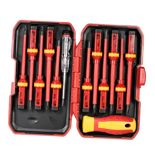 13pcs Changeable 1000v Insulated Screwdrivers Set open displaying its contents